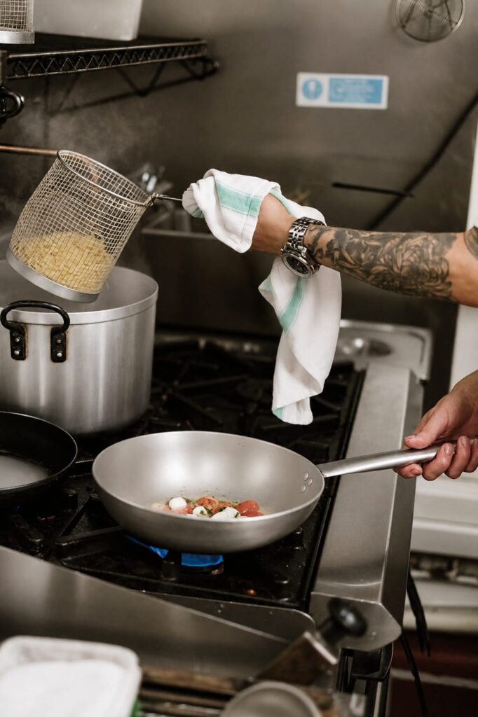 Cooking over the flame in the Amalfi kitchen